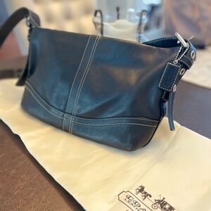 Black Leather Coach Shoulder Bag